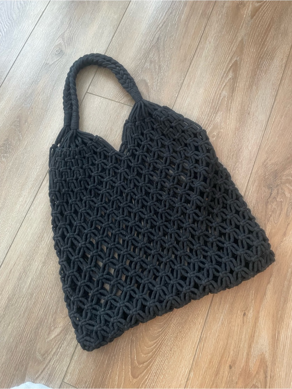 Hand-knit summer mesh tote bag